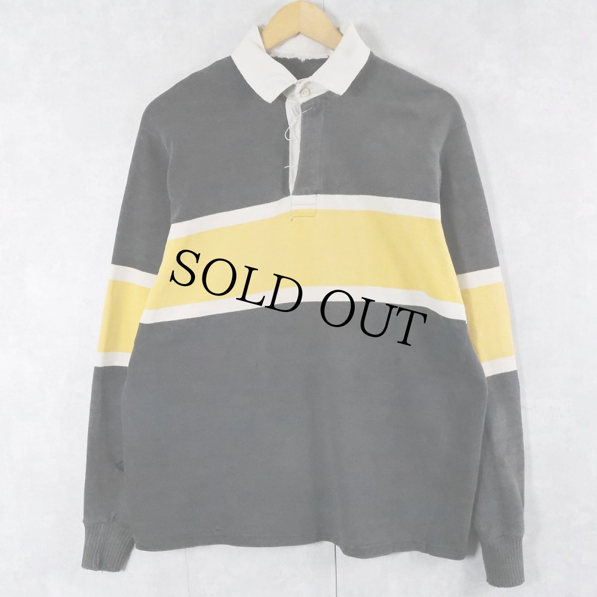 画像1: ボーダー柄 ラガーシャツ (1)