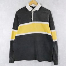 画像1: ボーダー柄 ラガーシャツ (1)