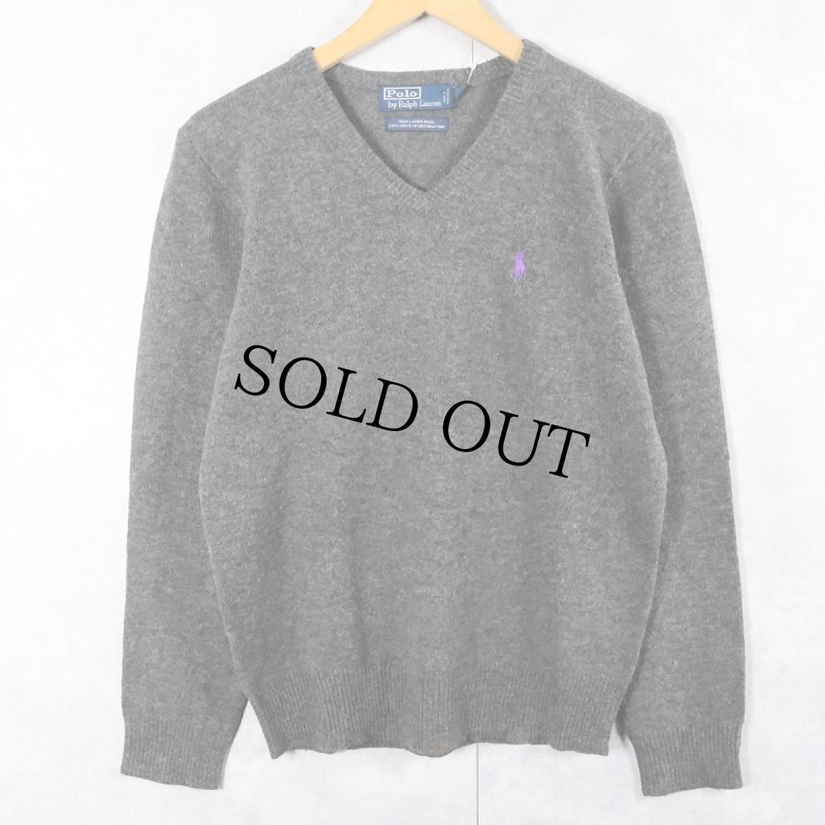 画像1: POLO Ralph Lauren Vネック ラムウールニットセーター XS (1)