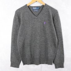 画像1: POLO Ralph Lauren Vネック ラムウールニットセーター XS (1)