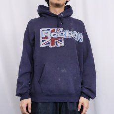 画像2: 80's Reebok USA製 ロゴプリントスウェットフーディー NAVY XL (2)
