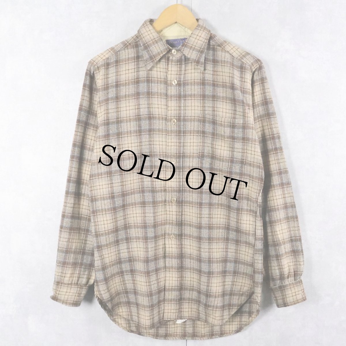 画像1: 70's PENDLETON USA製 チェック柄 ウールシャツ S (1)