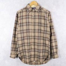 画像1: 70's PENDLETON USA製 チェック柄 ウールシャツ S (1)