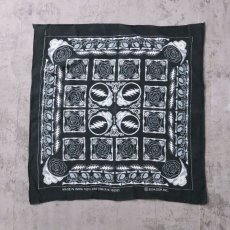 画像1: 2000's GRATEFUL DEAD "SKULL&ROSES" ロックバンド プリントバンダナ BLACK (1)
