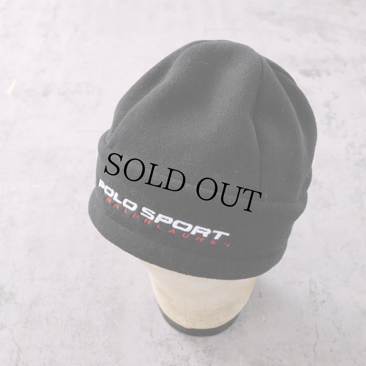 画像1: 90's POLO SPORT Ralph Lauren ロゴ刺繍 フリースキャップ BLACK ONESIZE (1)