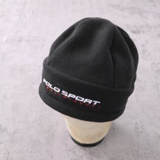 画像1: 90's POLO SPORT Ralph Lauren ロゴ刺繍 フリースキャップ BLACK ONESIZE (1)