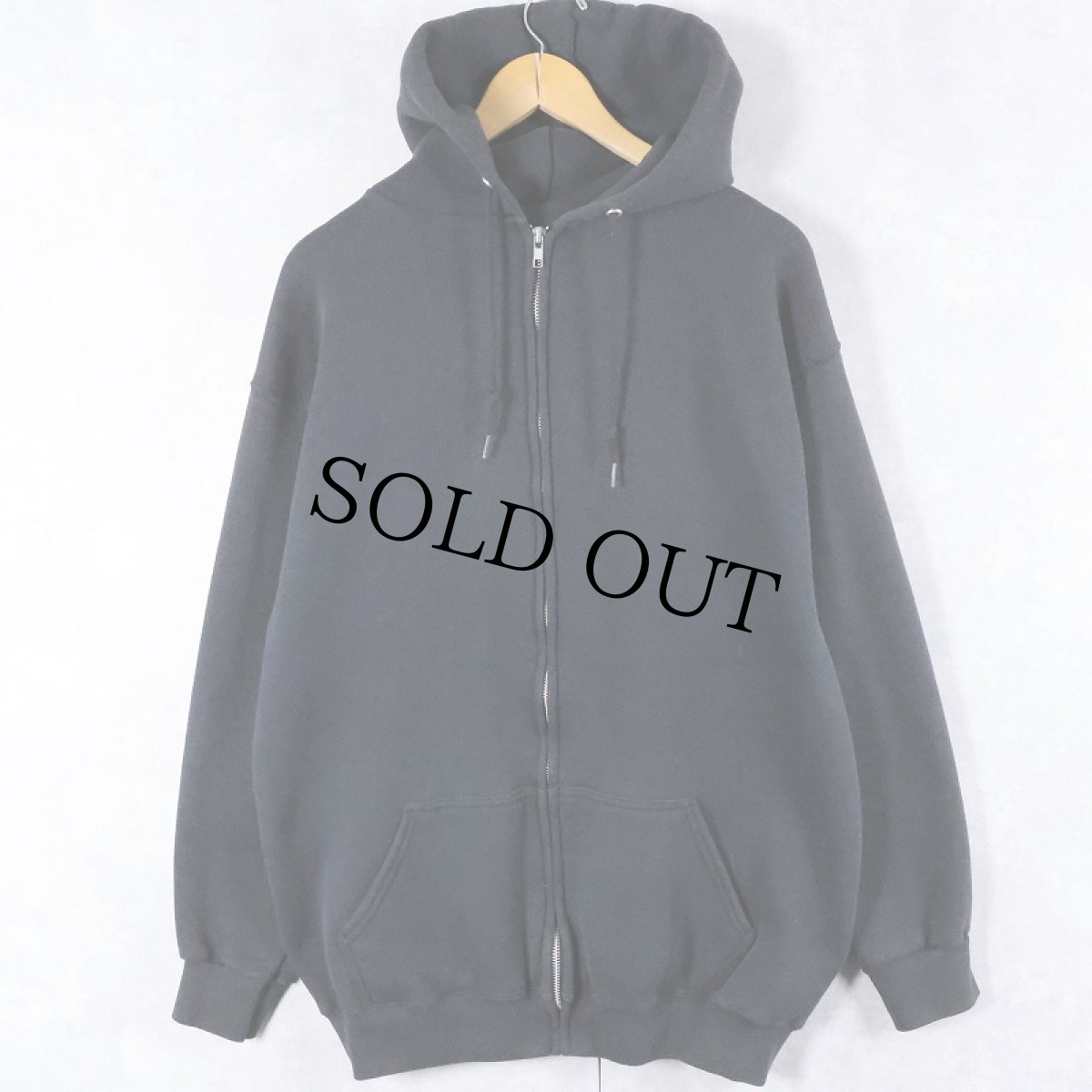 画像1: 【SALE】 90's PRO SPIRIT 無地 スウェットジップパーカー BLACK L (1)