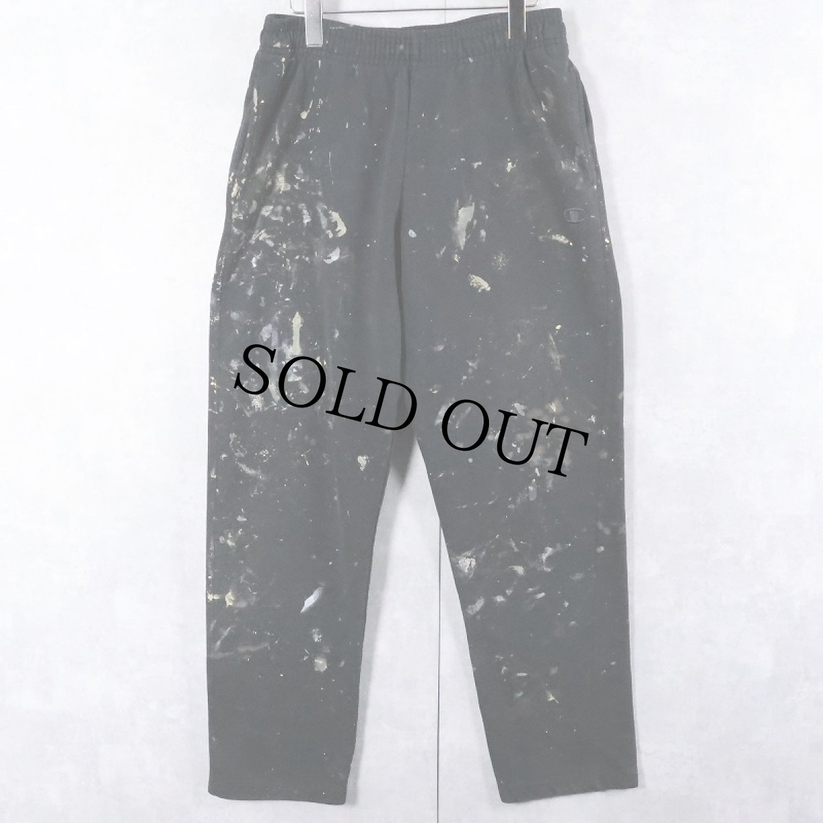 画像3: Champion ロゴ刺繍 ペンキペイント スウェットパンツ BLACK M (3)