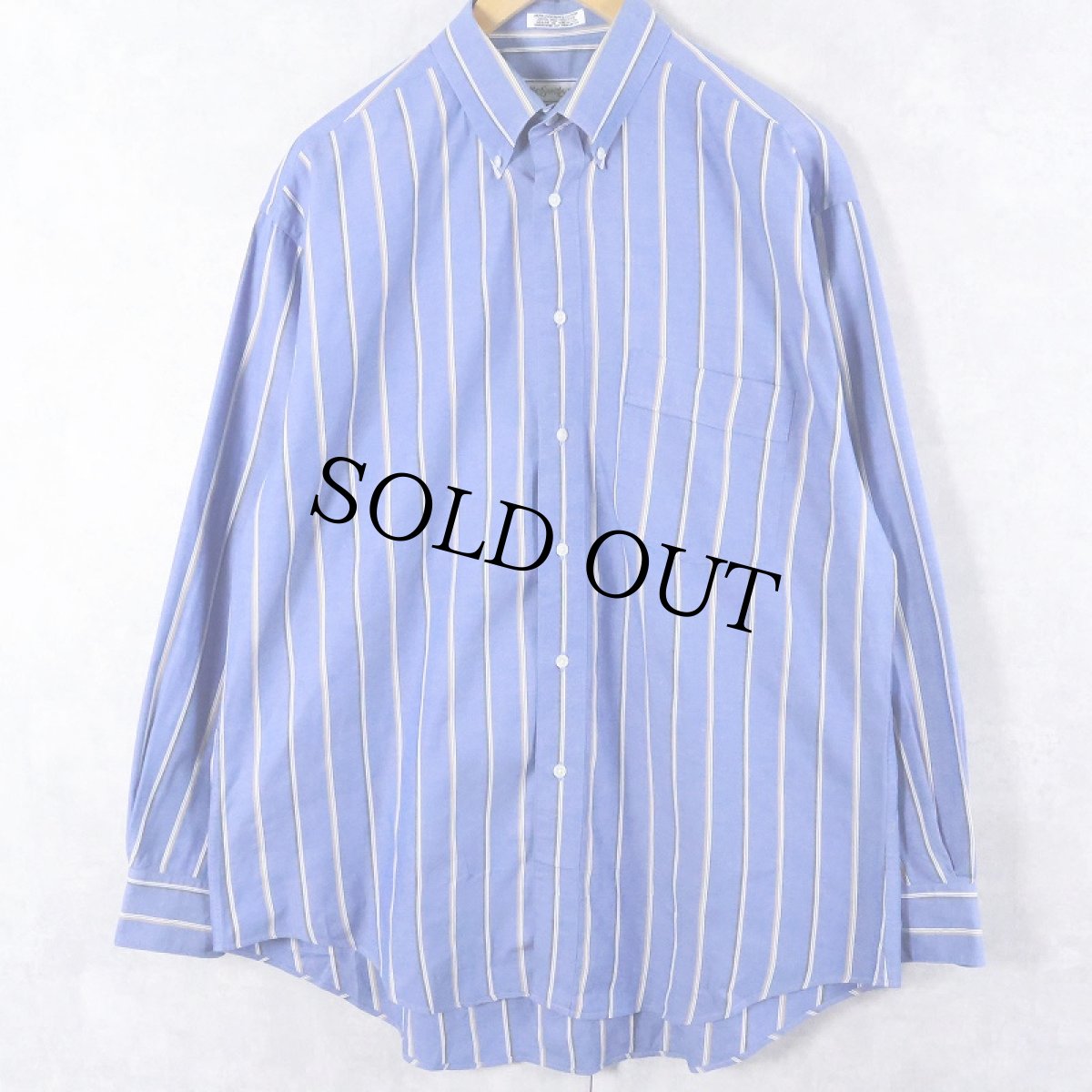 画像1: Yves Saint-Laurent ストライプ柄 コットン×ポリエステル ボタンダウンシャツ SIZE16 1/2 (1)