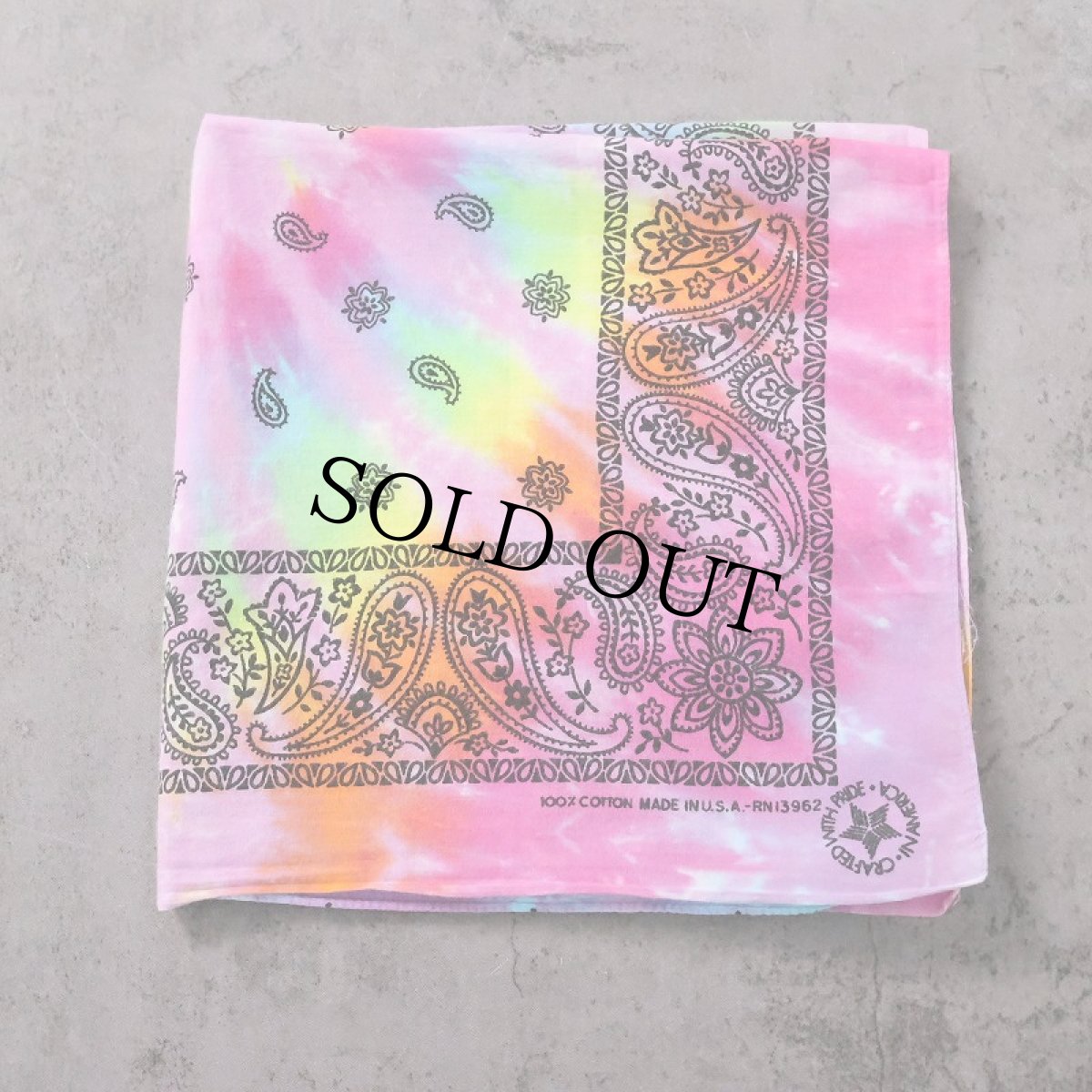 画像1: 80's USA製 ペイズリー柄 タイダイバンダナ (1)