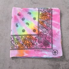 画像1: 80's USA製 ペイズリー柄 タイダイバンダナ (1)