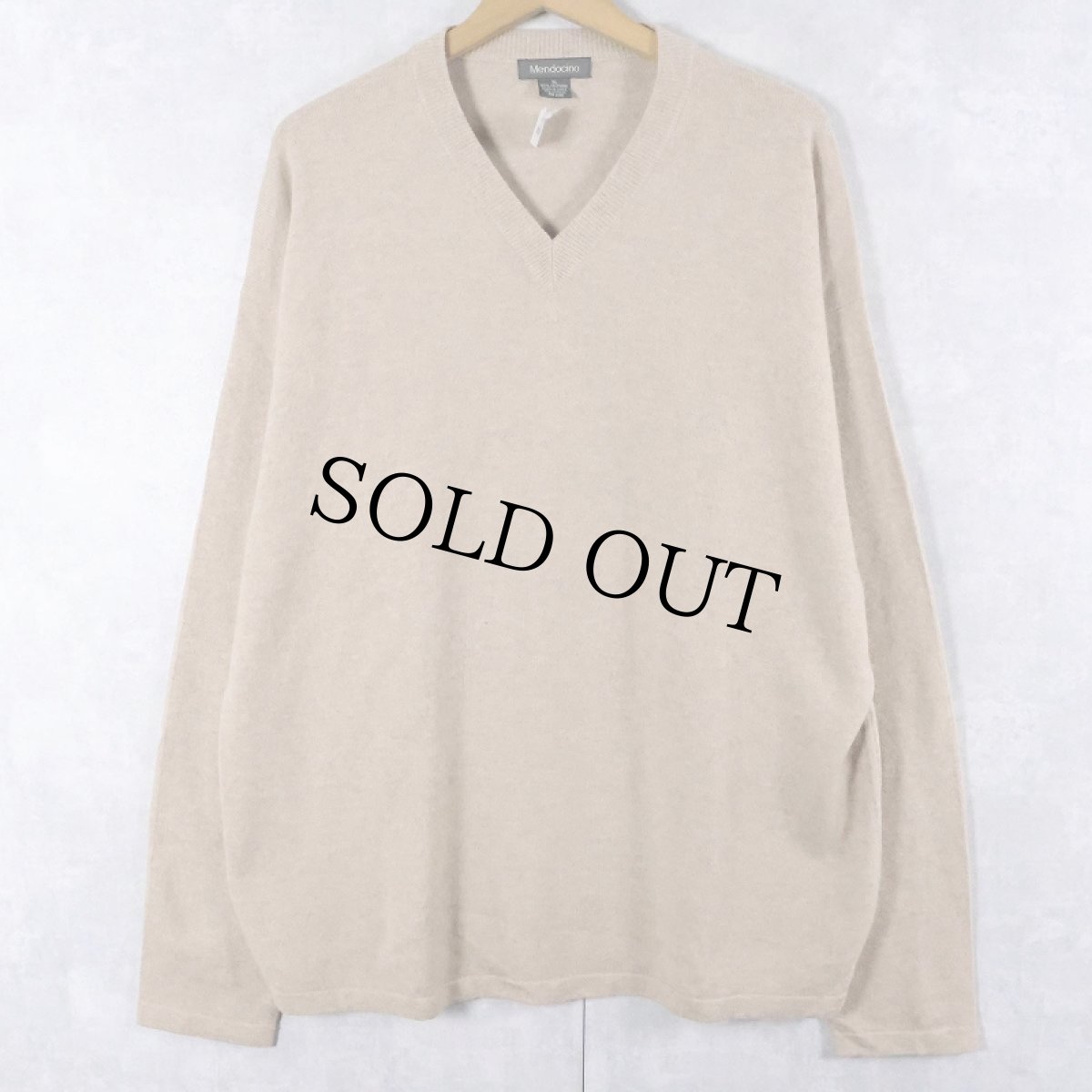 画像1: Mendocino Vネック カシミアニットセーター XL (1)