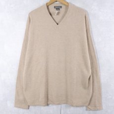 画像1: Mendocino Vネック カシミアニットセーター XL (1)