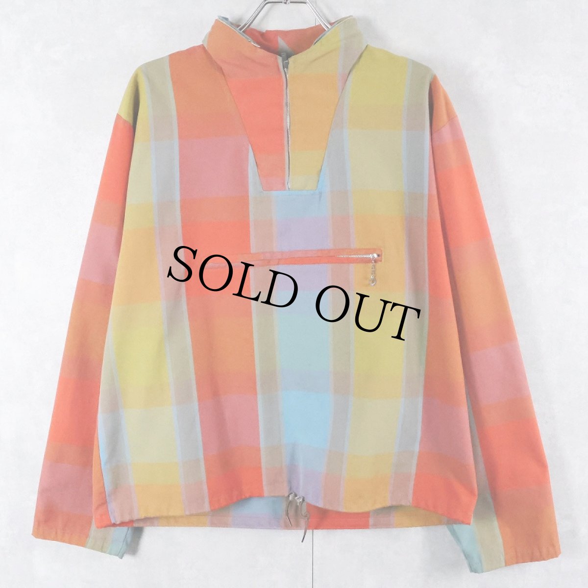 画像1: 60〜70's チェック柄 コットンハーフジップジャケット (1)