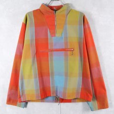 画像1: 60〜70's チェック柄 コットンハーフジップジャケット (1)