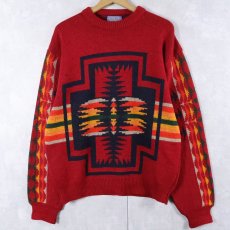 画像1: 70's PENDLETON USA製 ネイティブ柄 ウールニットセーター XL (1)