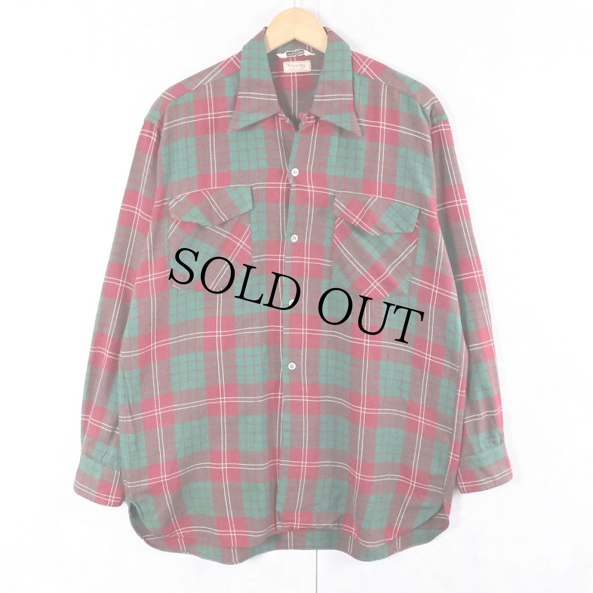 画像1: 【SALE】 50〜60's Gerhard Kennedy チェック柄 ウールオープンカラーシャツ M (1)