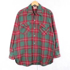 画像1: 50〜60's Gerhard Kennedy チェック柄 ウールオープンカラーシャツ M (1)