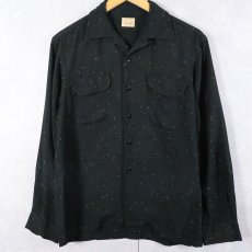 画像1: 50's Fujimiya TOKYO カラーネップ混 コットンレーヨンキャバジン オープンカラーシャツ BLACK (1)