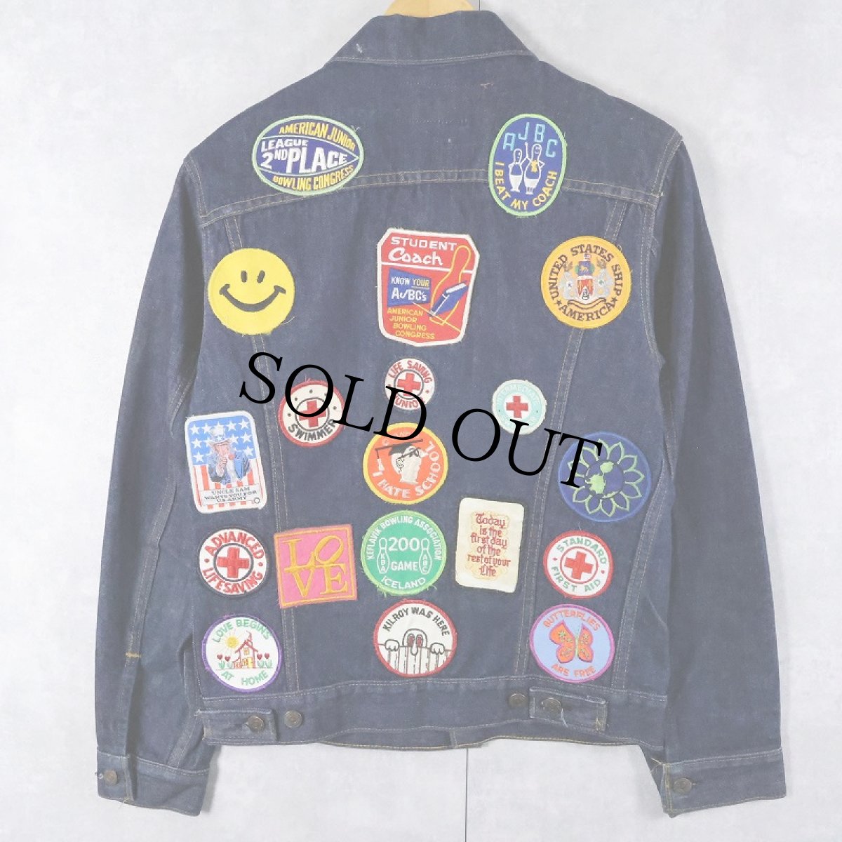 画像1: 70's Levi's 70505-0217 USA製 ワッペン付き デニムジャケット SIZE36 (1)