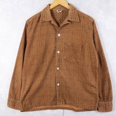 画像1: 50〜60's Sportswear ジオメトリック柄 プリントネルシャツ M (1)