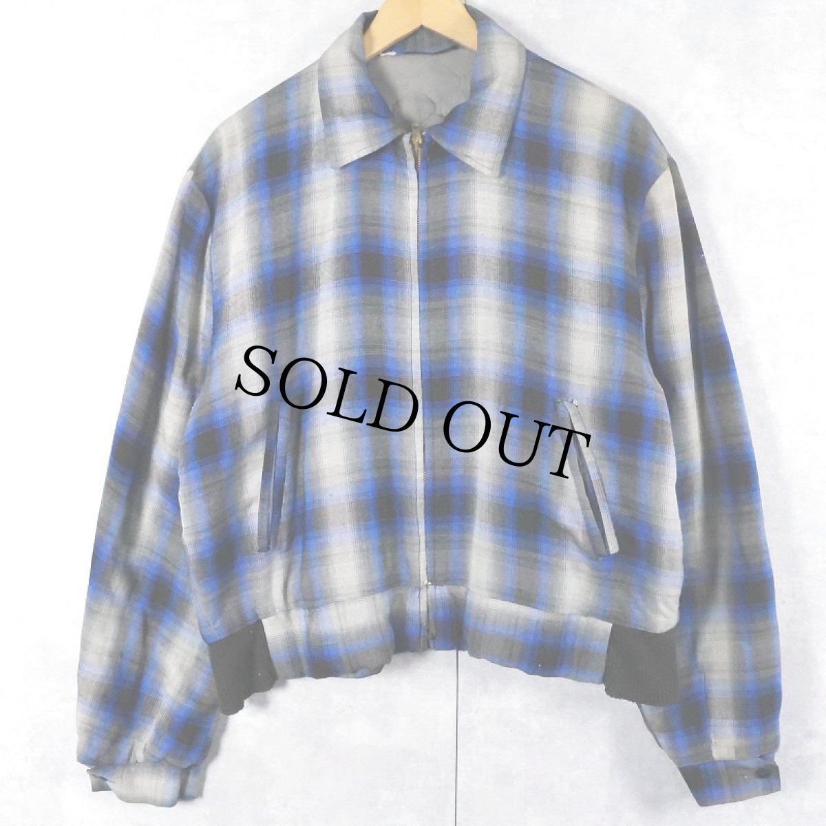 画像1: 50〜60's オンブレーチェック柄 レーヨンギャバジンジャケット (1)