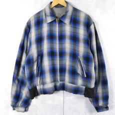 画像1: 50〜60's オンブレーチェック柄 レーヨンギャバジンジャケット (1)