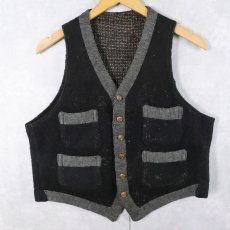 画像1: 〜40's 4ポケット ウールベスト BLACK (1)
