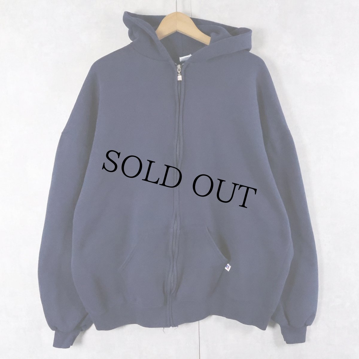 画像1: 90's RUSSELL ATHLETIC USA製 無地スウェットジップパーカー NAVY XXL (1)