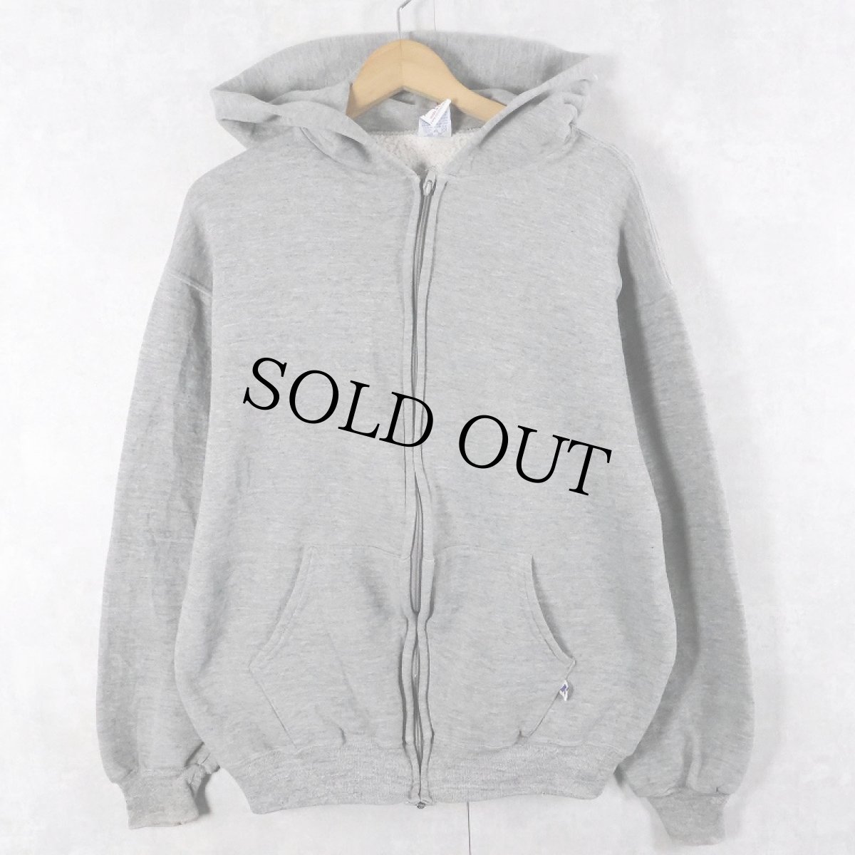 画像1: 90's RUSSELL ATHLETIC USA製 無地スウェットジップパーカー L (1)