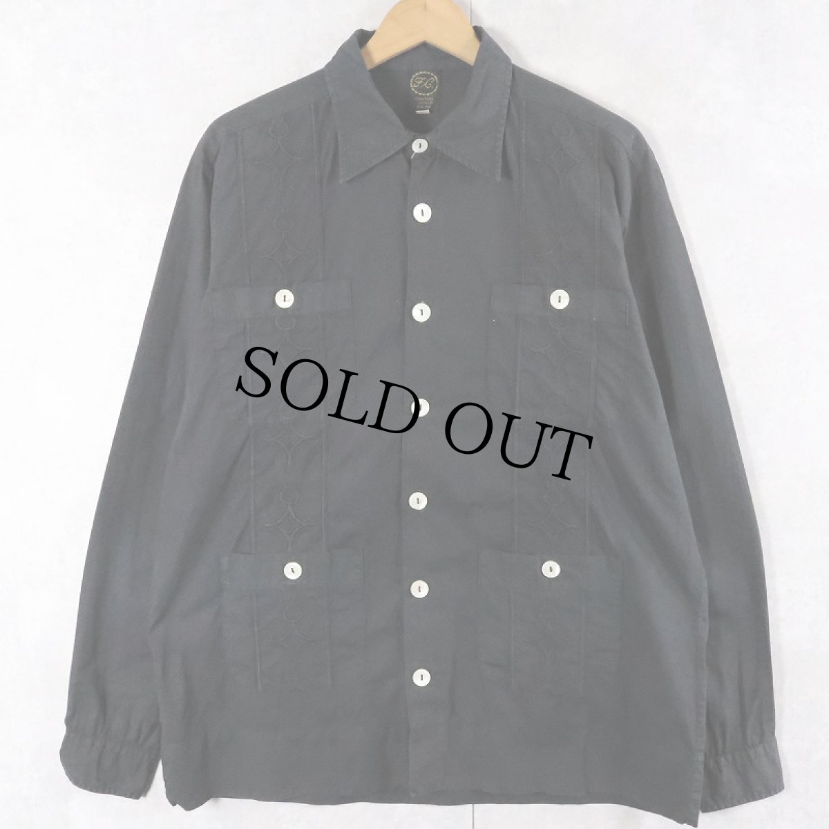画像1: 【SALE】 90's〜 Forniture Civili 刺?デザイン キューバシャツ BLACK XXL (1)