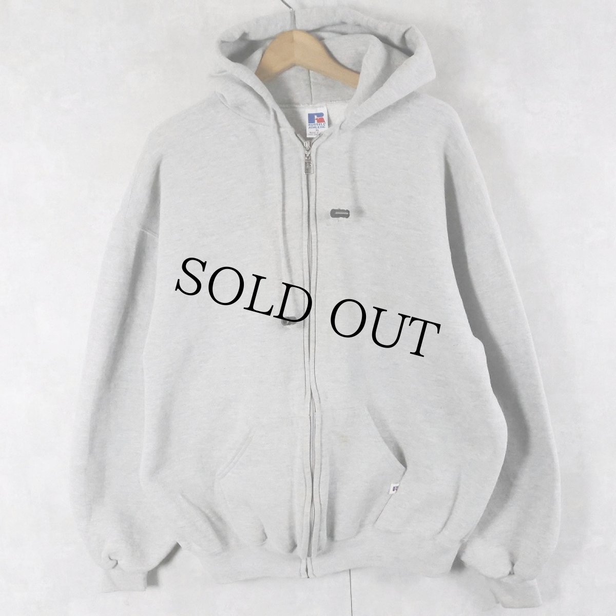 画像1: 90's RUSSELL ATHLETIC USA製 無地スウェットジップパーカー XL (1)