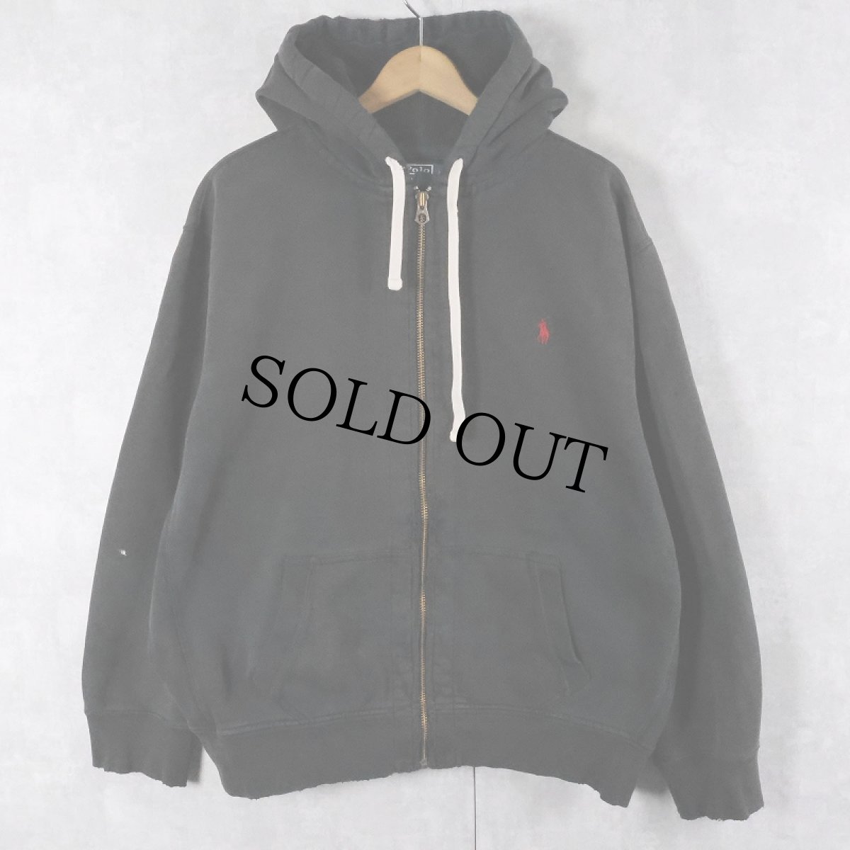 画像1: POLO Ralph Lauren ロゴ刺繍 スウェットジップパーカー BLACK XXL (1)
