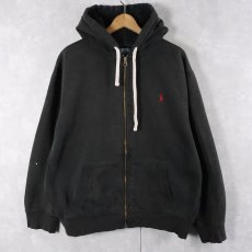 画像1: POLO Ralph Lauren ロゴ刺繍 スウェットジップパーカー BLACK XXL (1)