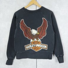 画像1: HARLEY-DAVIDSON USA製 イーグルプリントラグランスウェット XS (1)