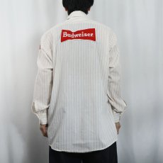 画像4: 70's Unitog USA製 "Budweiser" ストライプ柄 ロゴワッペン ワークシャツ SIZE16-16 1/2 (4)