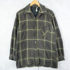 画像1: 70's REI チェック柄 ウールオープンカラーシャツ (1)