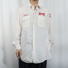 画像3: 70's Unitog USA製 "Budweiser" ストライプ柄 ロゴワッペン ワークシャツ SIZE16-16 1/2 (3)