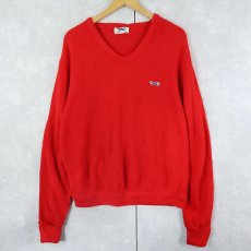 画像1: 80's The Fox JCPenney Vネック アクリルニットセーター M (1)