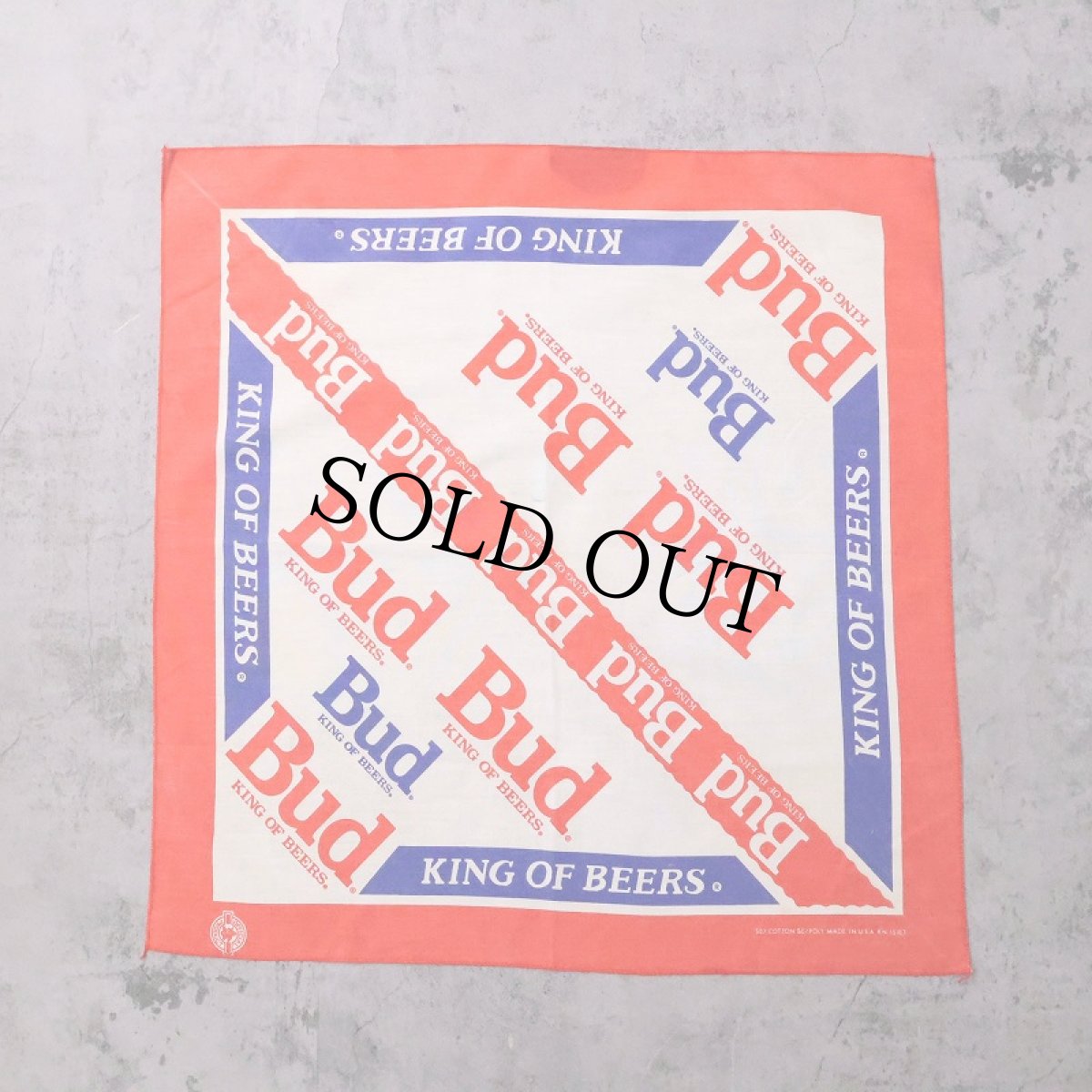 画像1: 80's Budweiser USA製 ビールメーカー バンダナ (1)