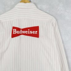 画像1: 70's Unitog USA製 "Budweiser" ストライプ柄 ロゴワッペン ワークシャツ SIZE16-16 1/2 (1)