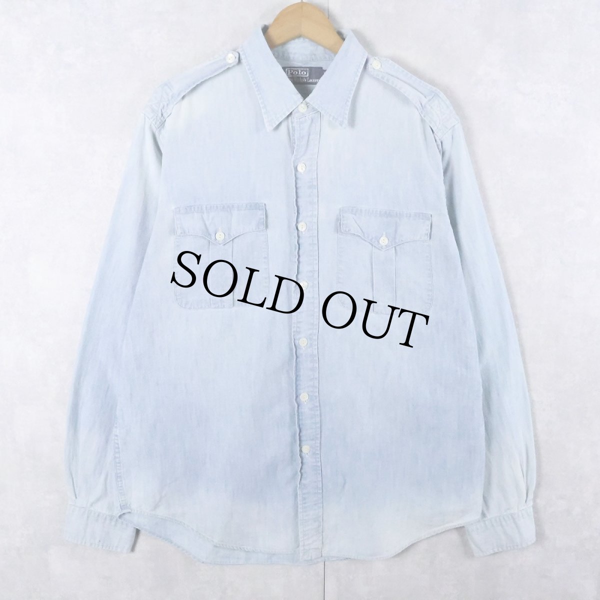 画像1: POLO Ralph Lauren 猫目ボタン シャンブレーシャツ L (1)