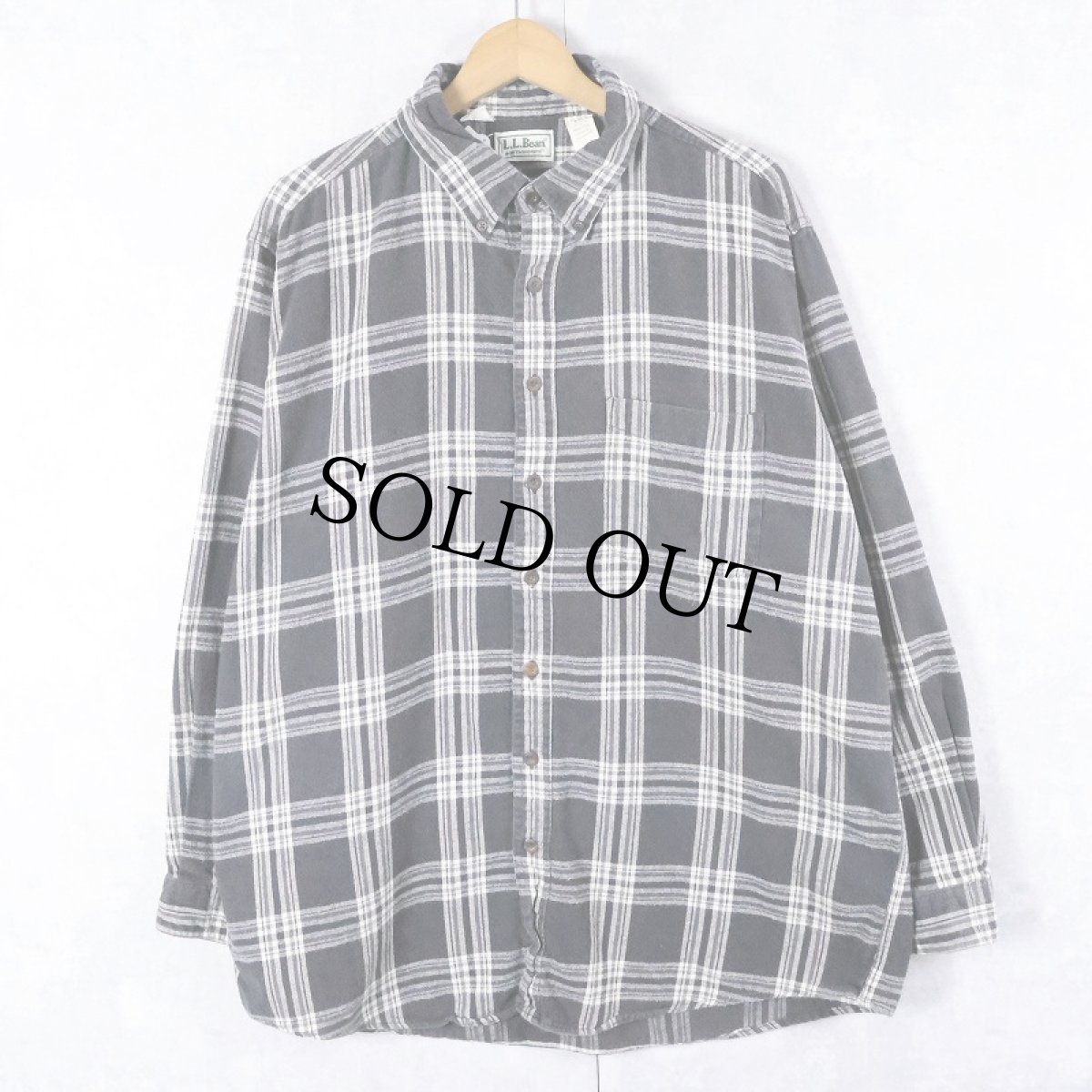 画像1: 80's L.L.Bean USA製 チェック柄 ボタンダウン ライトネルシャツ XL (1)