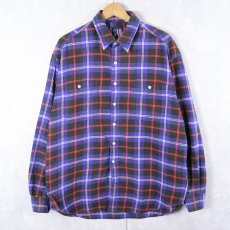 画像1: 90's GAP チェック柄 ライトネルシャツ L (1)