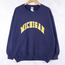画像1: 90's RUSSELL ATHLETIC USA製 "MICHIGAN" 前V プリントスウェット XXL (1)