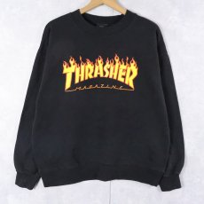 画像1: THRASHER ロゴプリント スウェット BLACK M (1)