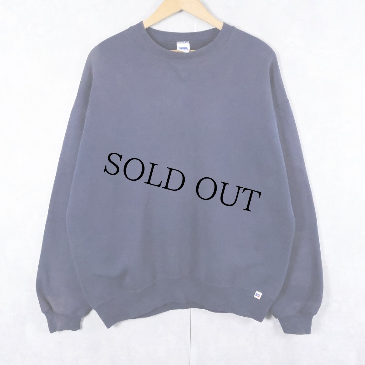 画像1: 90's RUSSELL ATHLETIC USA製 前V 無地スウェット NAVY L (1)