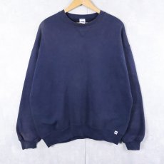 画像1: 90's RUSSELL ATHLETIC USA製 前V 無地スウェット NAVY L (1)