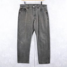 画像2: 90's Levi's 501 USA製 "サルファブラック" ブラックデニムパンツ W34 (2)
