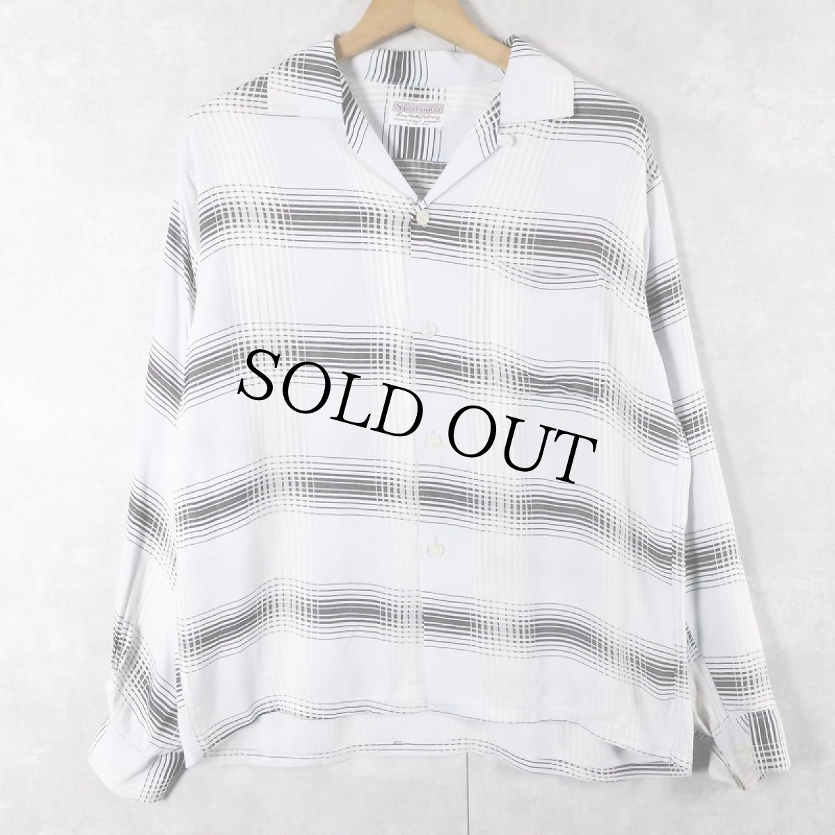 画像1: 50's Sportswear チェック柄 レーヨンオープンカラーシャツ SIZE15-M-15 1/2 (1)